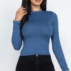 Mock Neck Long Sleeve Jersey Top – Lightweight Stretch
