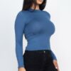 Mock Neck Long Sleeve Jersey Top – Lightweight Stretch