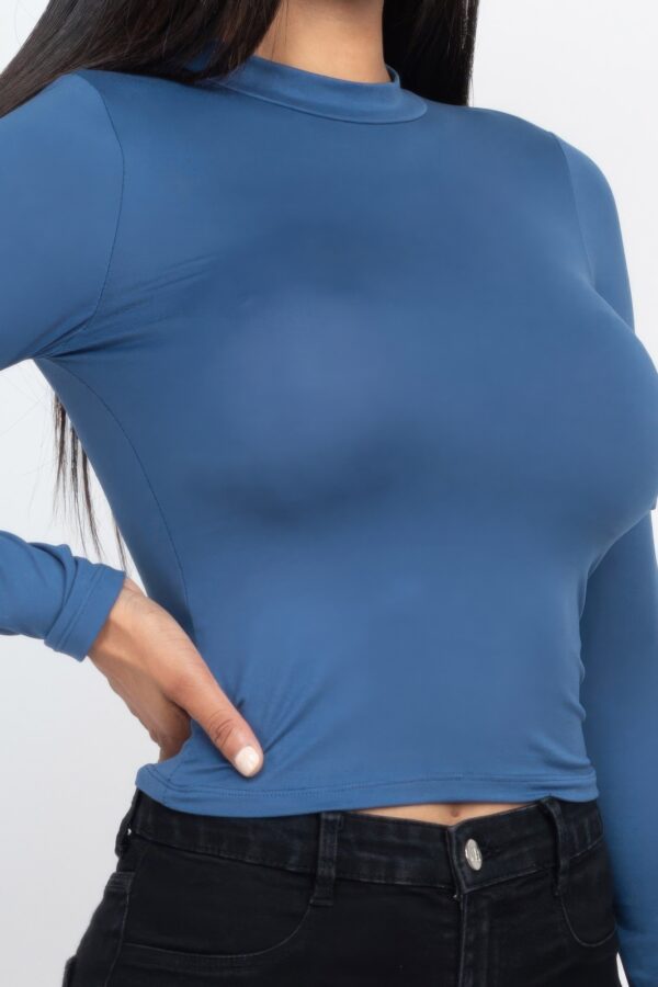 Mock Neck Long Sleeve Jersey Top – Lightweight Stretch