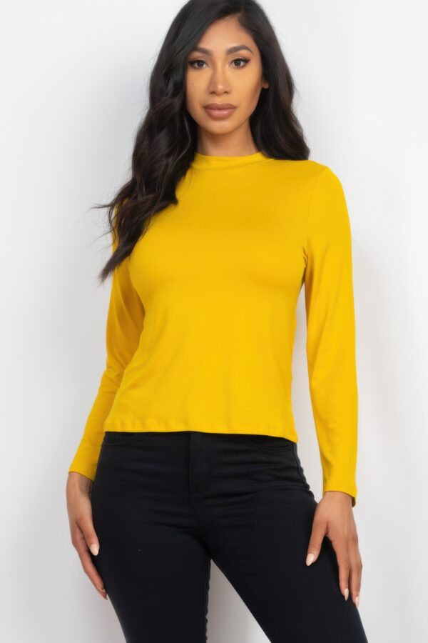 Mock Neck Long Sleeve Jersey Top – Lightweight Stretch