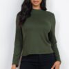 Mock Neck Long Sleeve Jersey Top – Lightweight Stretch