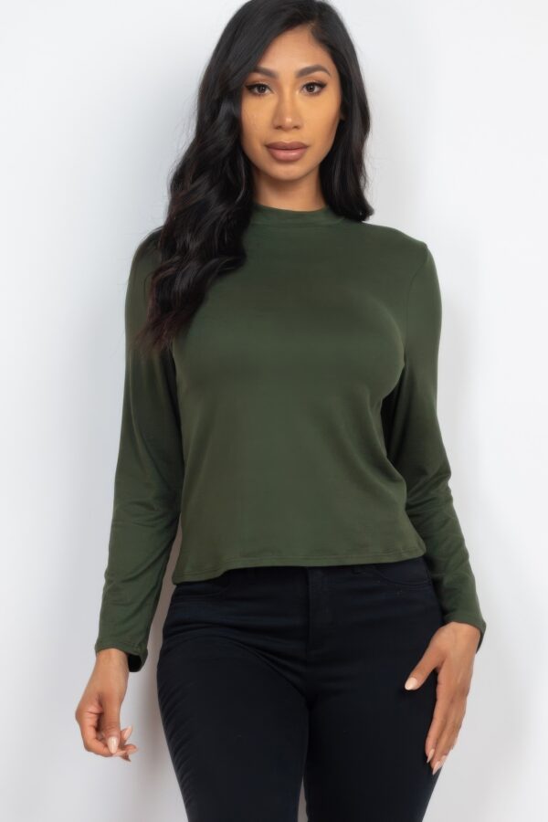 Mock Neck Long Sleeve Jersey Top – Lightweight Stretch