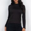 Mock Neck Long Sleeve Jersey Top – Lightweight Stretch