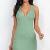 Ribbed Split-Neck Tank Mini Dress – Stretch Jersey