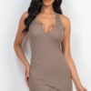 Ribbed Split-Neck Tank Mini Dress – Stretch Jersey
