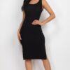 Ribbed Tank Midi Dress with Side Slit