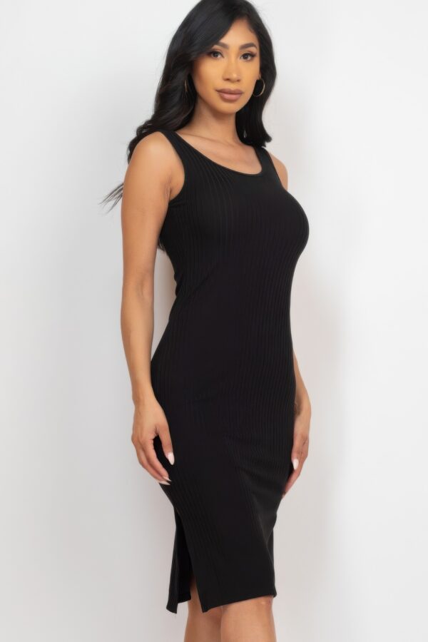 Ribbed Tank Midi Dress with Side Slit