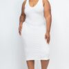 Plus Size Ribbed Sleeveless Bodycon Midi Dress – Curve-Enhancing