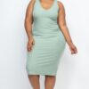 Plus Size Ribbed Sleeveless Bodycon Midi Dress – Curve-Enhancing
