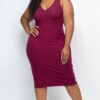 Plus Size Ribbed Sleeveless Bodycon Midi Dress – Curve-Enhancing