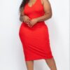 Plus Size Ribbed Sleeveless Bodycon Midi Dress – Curve-Enhancing