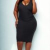 Plus Size Ribbed Sleeveless Bodycon Midi Dress – Curve-Enhancing
