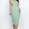 Ribbed Back-Slit Bodycon Midi Dress – Jersey Knit