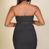 Ribbed Bandeau Cut-Out Mini Bodycon Dress in Stretch Jersey