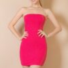 Ribbed Bandeau Cut-Out Mini Bodycon Dress in Stretch Jersey