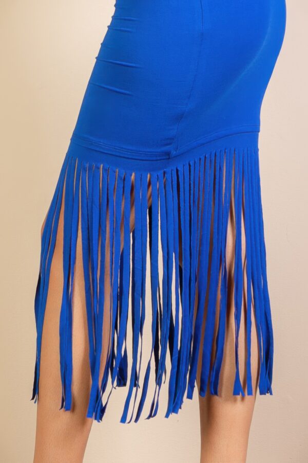Sleeveless Fringe Midi Dress – Jersey Fringe Hem