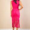 Sleeveless Fringe Midi Dress – Jersey Fringe Hem