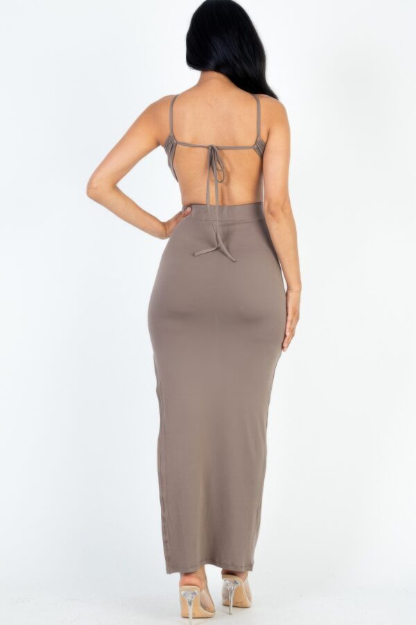 Backless Tie Maxi Dress with Thigh Split