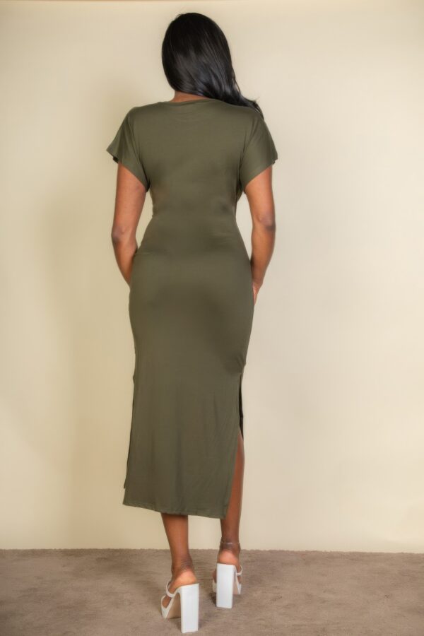 Tie-Front Midi Dress with Side Slit