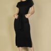 Tie-Front Midi Dress with Side Slit
