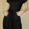 Tie-Front Midi Dress with Side Slit