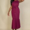 Sleeveless Button-Front Tie-Waist Jersey Maxi Dress