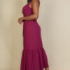 Sleeveless Button-Front Tie-Waist Jersey Maxi Dress