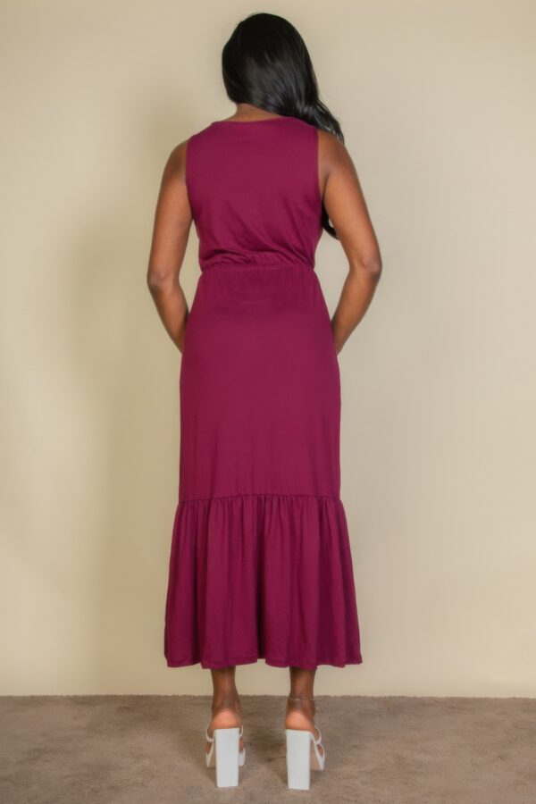 Sleeveless Button-Front Tie-Waist Jersey Maxi Dress