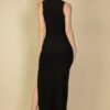 Ribbed Mock-Neck Bodycon Maxi Dress with Side Slits