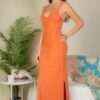 Long Ribbed Cami Dress with Side Slits – Stretch Knit