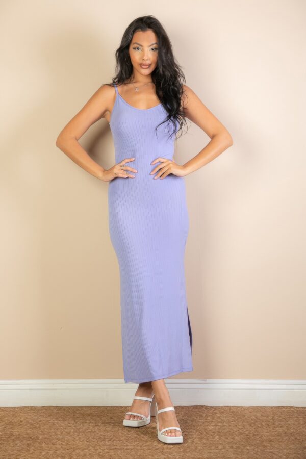 Long Ribbed Cami Dress with Side Slits – Stretch Knit