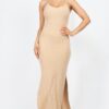 Long Ribbed Cami Dress with Side Slits – Stretch Knit