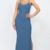 Long Ribbed Cami Dress with Side Slits – Stretch Knit