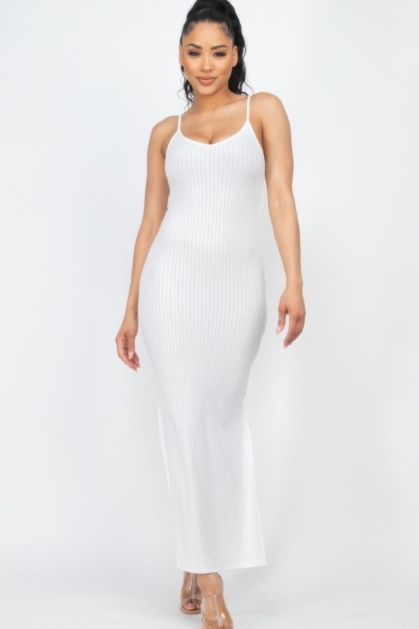 Long Ribbed Cami Dress with Side Slits – Stretch Knit