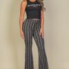 Wavy Print High Waist Flare Pants – Stretch Jersey