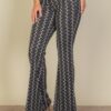 Wavy Print High Waist Flare Pants – Stretch Jersey