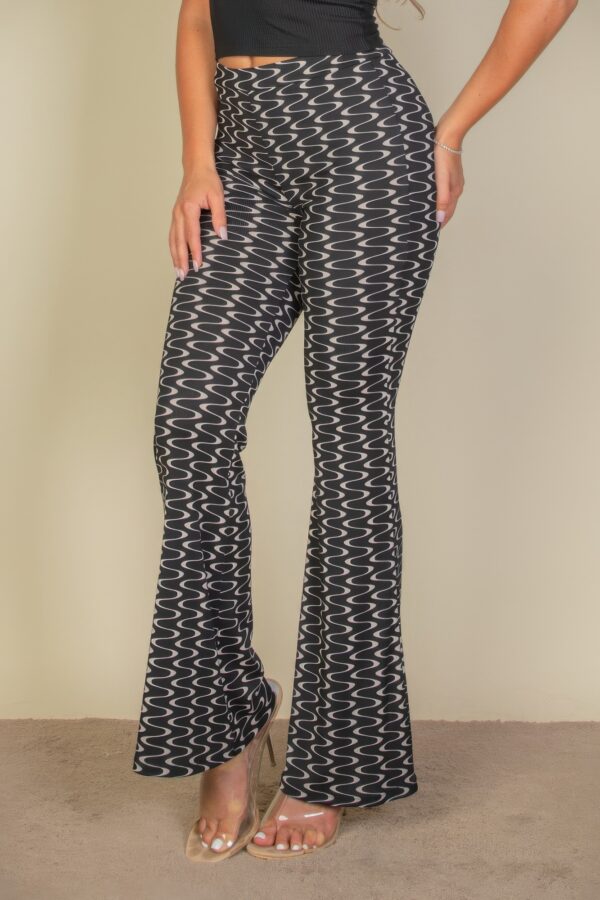 Wavy Print High Waist Flare Pants – Stretch Jersey