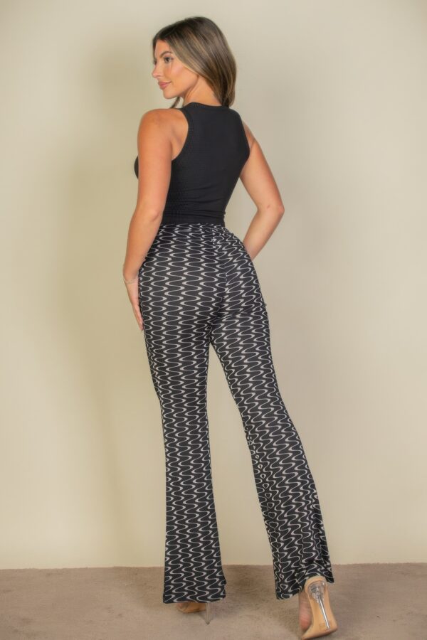 Wavy Print High Waist Flare Pants – Stretch Jersey