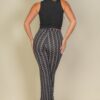 Wavy Print High Waist Flare Pants – Stretch Jersey