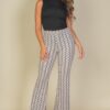 Wavy Print High Waist Flare Pants – Stretch Jersey