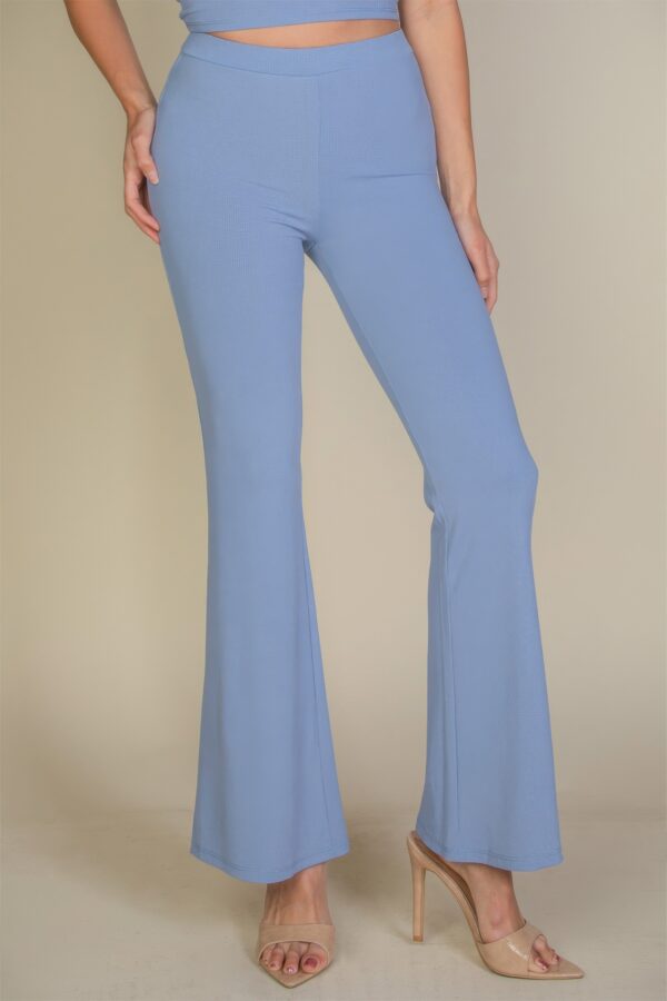 High-Waisted Flare Pants – Rib Knit Stretch