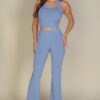 High-Waisted Flare Pants – Rib Knit Stretch