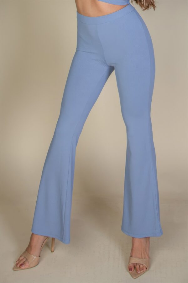 High-Waisted Flare Pants – Rib Knit Stretch