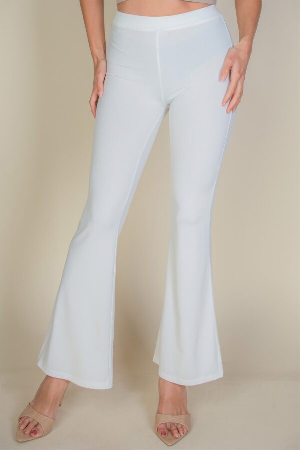 High-Waisted Flare Pants – Rib Knit Stretch