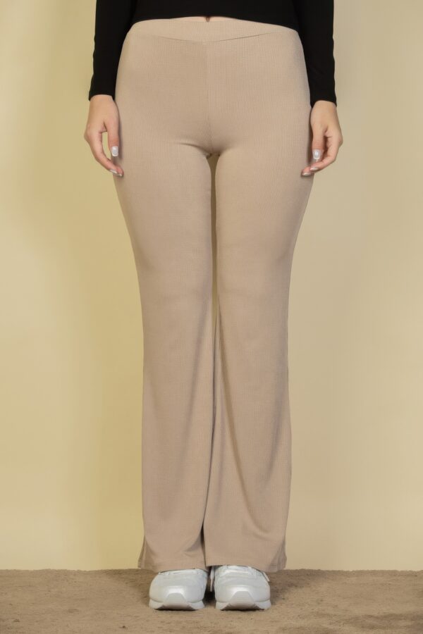 High-Waisted Flare Pants – Rib Knit Stretch