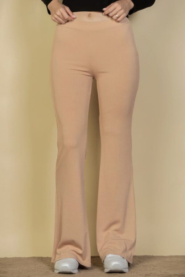 High-Waisted Flare Pants – Rib Knit Stretch
