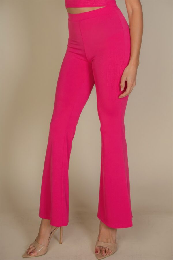 High-Waisted Flare Pants – Rib Knit Stretch