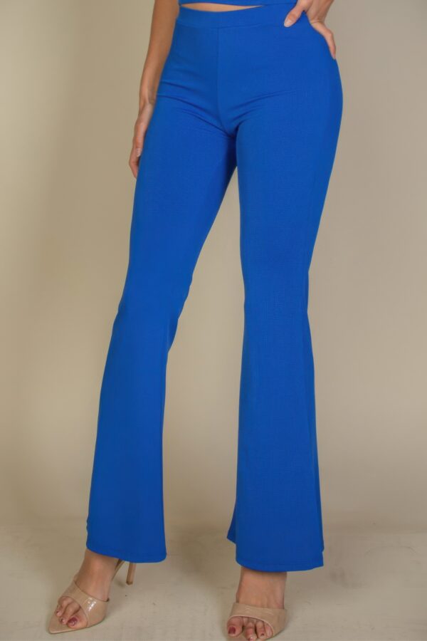 High-Waisted Flare Pants – Rib Knit Stretch