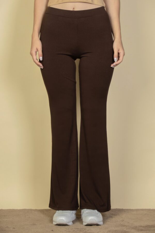 High-Waisted Flare Pants – Rib Knit Stretch