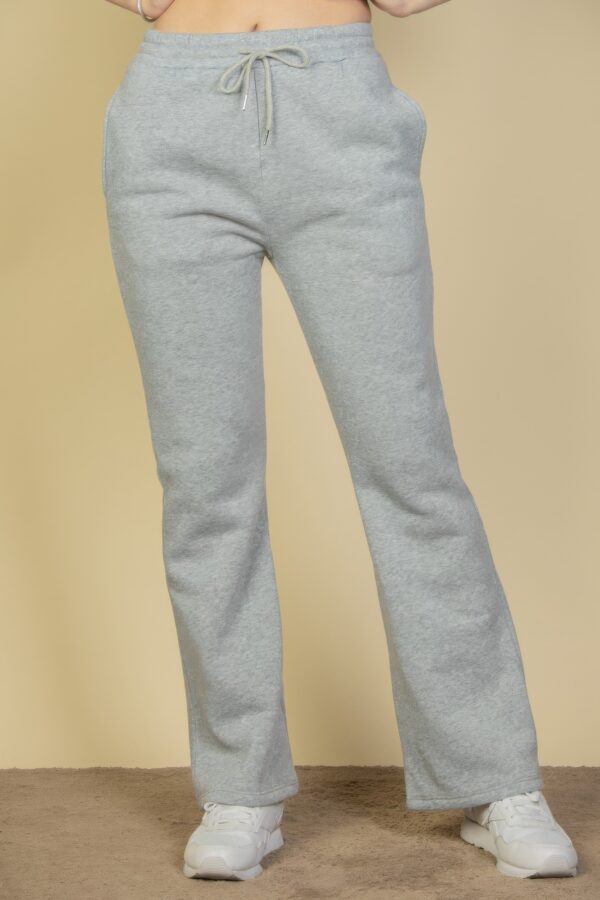 Drawstring-Waist Bootcut Sweatpants with Slant Pockets